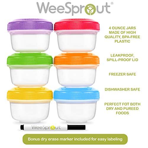  WeeSprout Leakproof Baby Food Storage | 12 Container Set | BPA Free Small Plastic Containers with Lids | Lock in Freshness, Nutrients, & Flavor | Freezer & Dishwasher Friendly | 4o