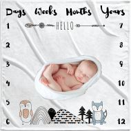 WeeWittaWoo 47x47inch Baby Monthly Milestone Blanket for Boys n Girls - Soft Thick Month Blanket For Baby Pictures - Perfect Baby Milestone Blanket - Premium Baby Month Blanket - Unique Baby P