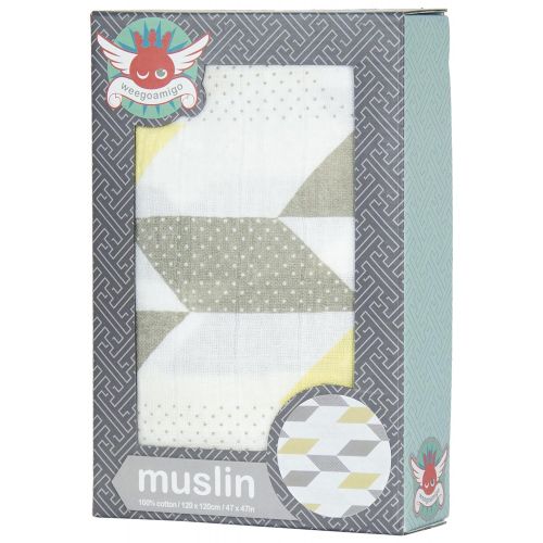  Weegoamigo Baby Muslin Swaddle Blanket - Herringbone Mustard