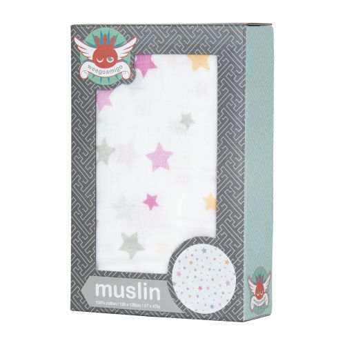  Weegoamigo Baby Muslin Swaddle Blanket - Twinkle Pink