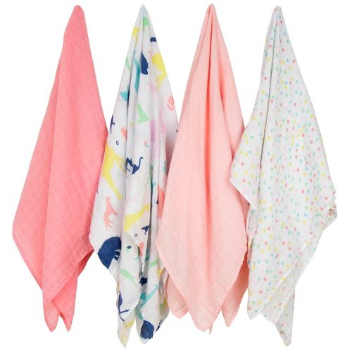  Weegoamigo Muslin Swaddle Blanket - Party Animals - 4 Count