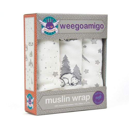  Weegoamigo Baby Muslin Swaddle Blanket 3 Pack - Shooting Stars, Multi