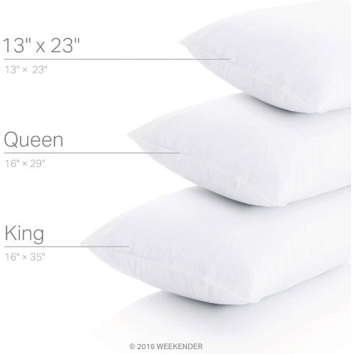  WEEKENDER Down Alternative Hotel Quality Pillow with 100% Cotton Cover - Soft Hypoallergenic Pillow - 2 Pack - (13 x 23)