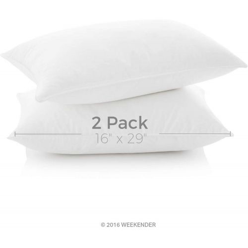  WEEKENDER Down Alternative Hotel Quality Pillow with 100% Cotton Cover - Soft Hypoallergenic Pillow - 2 Pack - (13 x 23)