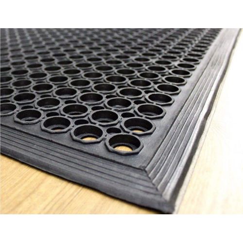  Weelongha 36 x 60 Heavy-Duty Black Commercial Anti-Fatigue Floor Mat Outdoor Indoor Kitchen X Comfort Rug Rubber cart Drainage Excellent Safe Bathroom Home Warehouse Bar Restaurant