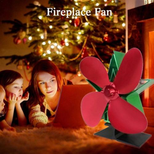  weemoment Christmas Heat Powered Stove Fan, 4 Pages Fireplace Fan Heating Fan for Wood/Log Burner Efficiently Heat Distribution Eco Friendly(Red)