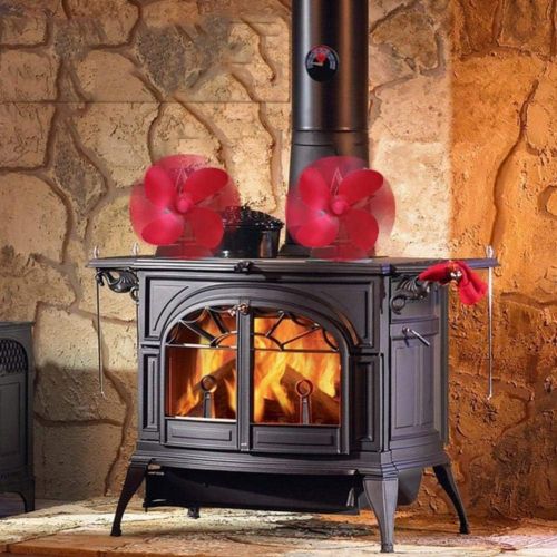  weemoment Christmas Heat Powered Stove Fan, 4 Pages Fireplace Fan Heating Fan for Wood/Log Burner Efficiently Heat Distribution Eco Friendly(Red)