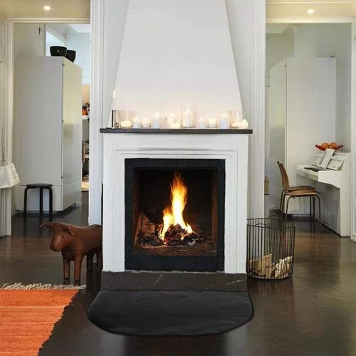  Weemoment Fire Retardant Fiberglass Half Round Hearth Fireplace Area Rug, Fire Resistent Fireplace Hearth Rug, Polyester Trim Non Slip Mat Low Profile Protects Floors from Sparks Embers Logs