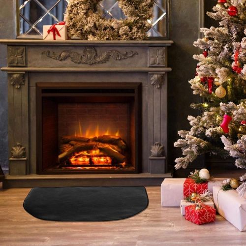  Weemoment Fire Retardant Fiberglass Half Round Hearth Fireplace Area Rug, Fire Resistent Fireplace Hearth Rug, Polyester Trim Non Slip Mat Low Profile Protects Floors from Sparks Embers Logs