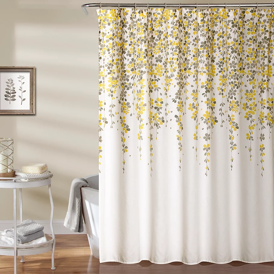 Weeping Flower 72-Inch Shower Curtain in YellowGrey