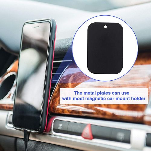  [아마존베스트]Weewooday 24 Pieces Replacement Mount Metal Plates Universal Metal Plate for All Magnetic Car Mounts, Cell Phone, Tablet Holder, 12 Rectangle and 12 Round (Black)