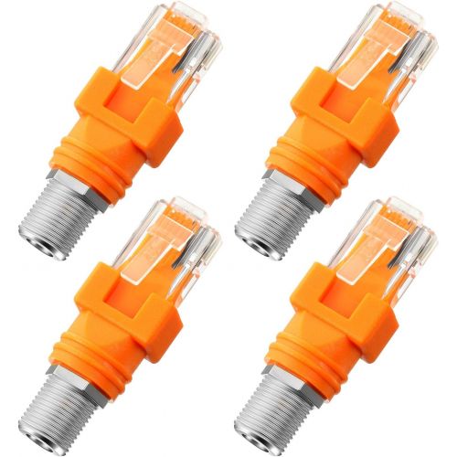  Weewooday RF to RJ45 Converter Adapter F Female to RJ45 Male Coaxial Barrel Coupler Adapter Connector Coax Straight Connector ()