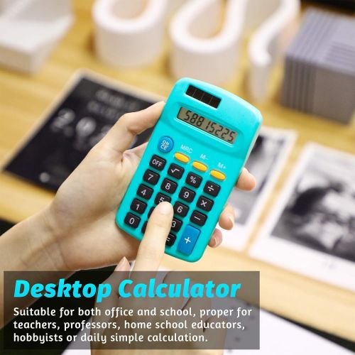  Weewooday Pocket Size Calculator 8 Digit Display Basic Calculator Solar Battery Dual Power Mini Calculator for Desktop Home Office School Students Kids, 6 Colors (6 Pieces)