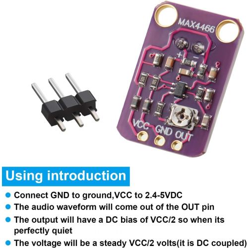  Weewooday 6 Pieces Electret Microphone Amplifier Module MAX4466 Adjustable Gain Blue Breakout Board