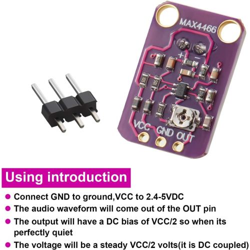  Weewooday 10 Pieces Electret Microphone Amplifier Adjustable MAX4466 Module Microphone Preamplifier Blue Breakout Board Compatible with Arduino