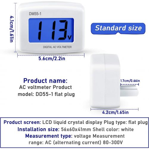  [아마존베스트]Weewooday Flat US Plug AC 80-300V LCD Digital Voltmeter Voltage Measuring Monitor, AC 110V 220V Voltage Panel Power Volt Test Monitor Gauge Meter for Household Plug into Outlet to Measure Vo