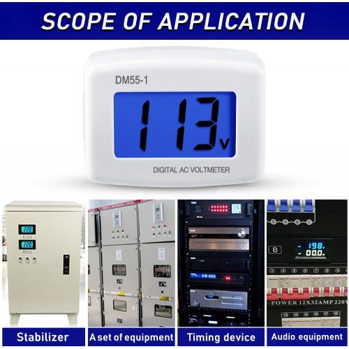  [아마존베스트]Weewooday Flat US Plug AC 80-300V LCD Digital Voltmeter Voltage Measuring Monitor, AC 110V 220V Voltage Panel Power Volt Test Monitor Gauge Meter for Household Plug into Outlet to Measure Vo