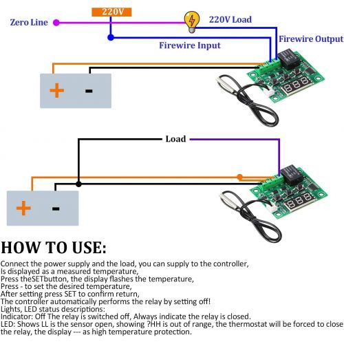  [아마존베스트]Weewooday 6 Pieces W1209 with Case 12V DC Digital Temperature Controller Board Micro Digital Thermostat -50-110 Degrees Celsius Electronic Temp Control Module Switch with Waterproo