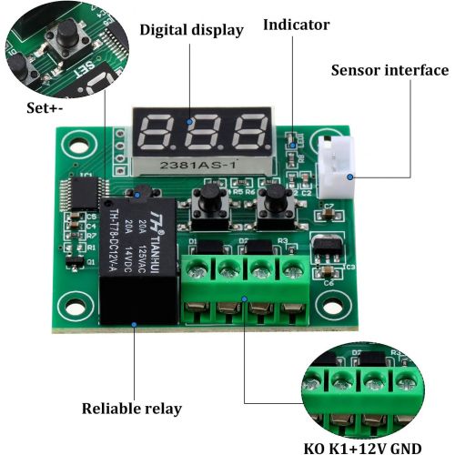  [아마존베스트]Weewooday 6 Pieces W1209 with Case 12V DC Digital Temperature Controller Board Micro Digital Thermostat -50-110 Degrees Celsius Electronic Temp Control Module Switch with Waterproo