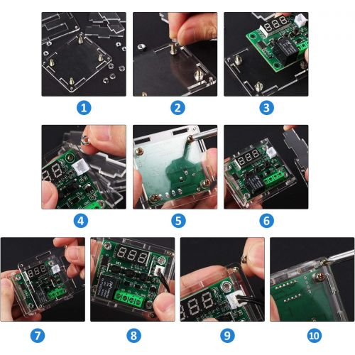  [아마존베스트]Weewooday 6 Pieces W1209 with Case 12V DC Digital Temperature Controller Board Micro Digital Thermostat -50-110 Degrees Celsius Electronic Temp Control Module Switch with Waterproo