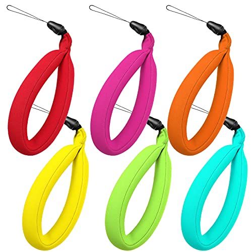  Weewooday 6 Pieces Waterproof Camera Float Universal Floating Wrist Strap Camera Foam Floating Band Lightweight Floating Wristband for Camera, Cell Phone, Waterproof Bag, 6 Colors