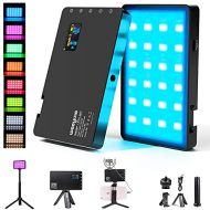 Weeylite Upgraded RGB LED Video Light, Full Color LED Camera Light with Portable Tripod Phone Holder, 2500-8500K Photography Lights Panel for Video Conference RGB Lighting Photoshoot Zoom C