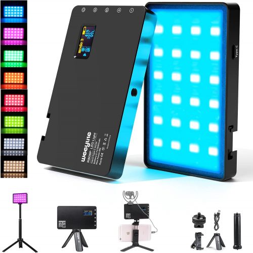  Weeylite Upgraded RGB LED Video Light, Full Color LED Camera Light with Portable Tripod Phone Holder, 2500-8500K Photography Lights Panel for Video Conference RGB Lighting Photoshoot Zoom C