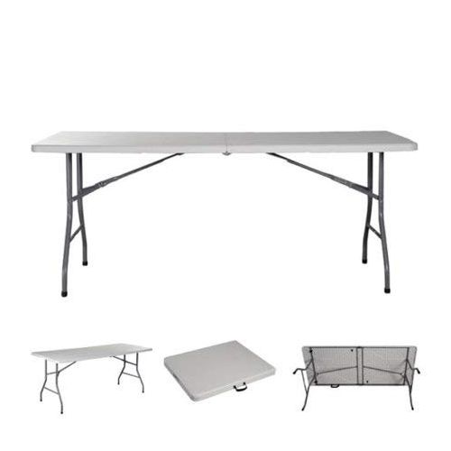  Wegi King Folding Table Portable Multipurpose Rectangle Square Table Conference Table Plastic Dining Table Party Garden Camp Indoor Outdoor Picnic Dining Camping Meeting Banquet White