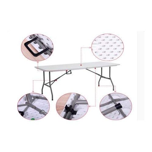  Wegi King Folding Table Portable Multipurpose Rectangle Square Table Conference Table Plastic Dining Table Party Garden Camp Indoor Outdoor Picnic Dining Camping Meeting Banquet White