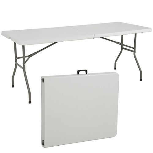  Wegi King Folding Table Portable Multipurpose Rectangle Square Table Conference Table Plastic Dining Table Party Garden Camp Indoor Outdoor Picnic Dining Camping Meeting Banquet White