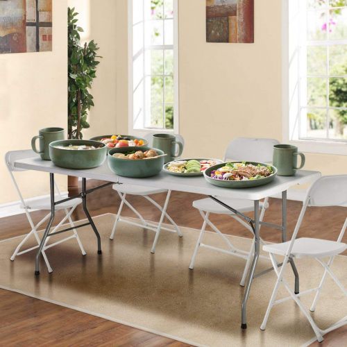  Wegi King Folding Table Portable Multipurpose Rectangle Square Table Conference Table Plastic Dining Table Party Garden Camp Indoor Outdoor Picnic Dining Camping Meeting Banquet White