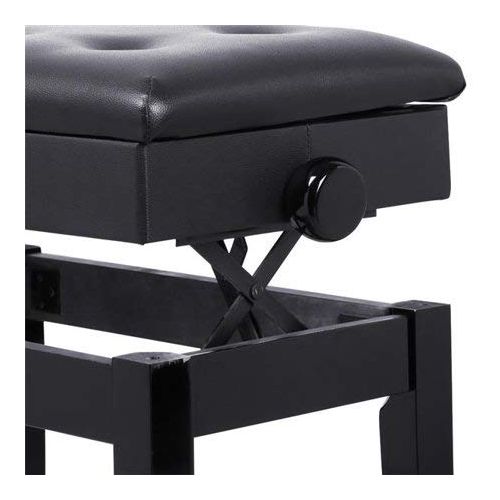  Wegi King Piano Bench,Leather Padded Seat Storage Bench Single Stool Adjustable Concert Keyboard Chair with Sheet Music Equipment Black