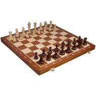 Wegiel Handmade European Professional Tournament Chess Set With Wood Case - Hand Carved Wood Chess Pieces & Storage Box To Store All The Piece