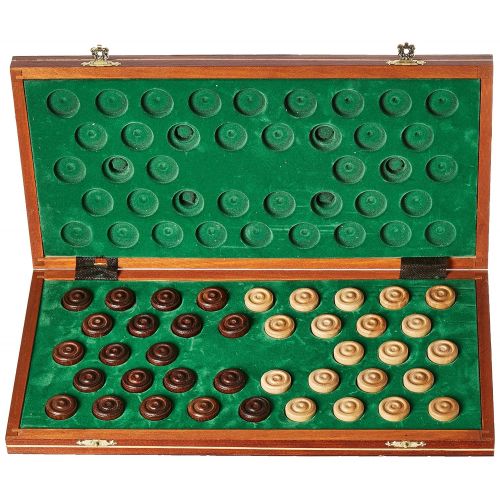  Wegiel Checkers Set in Folding Wooden Case - 100 Playing Field - 15-12