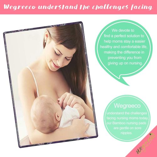  [아마존베스트]Wegreeco Bamboo Nursing Pads (14 Pack)+Laundry Bag & Travel Bag, 4.7 inch Option - Washable & Reusable...