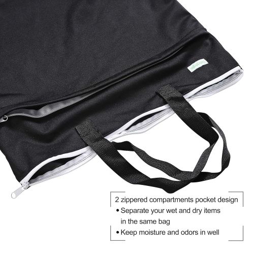  Wegreeco Reusable Hanging Wet Dry Cloth Diaper Bag (1 Pack, Black)