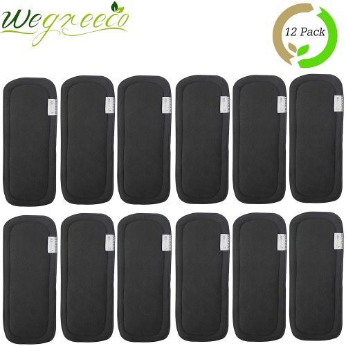  Wegreeco Reusable Soft 5 Layers 12 Pack Bamboo Charcoal Inserts for Baby Cloth Diaper,High Absorbing Washable Liners