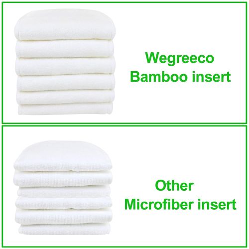  Wegreeco Reusable Soft 4 Layers 12 Pack Bamboo Inserts for Baby Cloth Diaper,High Absorbing Washable Liners