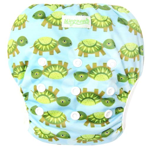  Wegreeco Baby & Toddler Snap One Size Adjustable Reusable Baby Swim Diaper (Diving,Ocean,Turtle,Small,3 Pack)