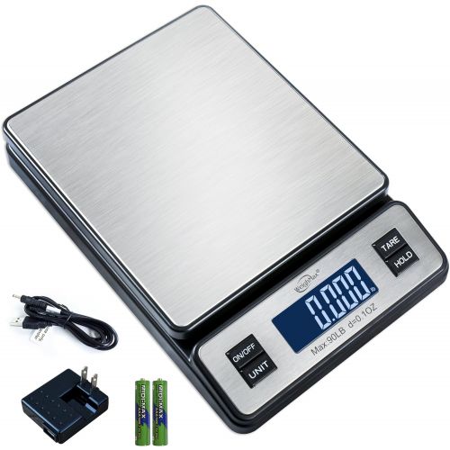  [아마존베스트]Weighmax W-2809 90 LB X 0.1 OZ Durable Stainless Steel Digital Postal Scale, Shipping Scale With AC adapter