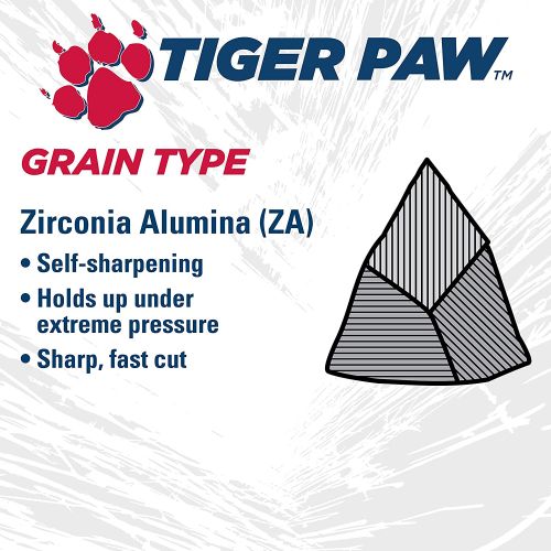  Weiler 51170 Tiger Paw XHD Super High Density Abrasive Flap Disc, Type 27 Flat Style, Phenolic Backing, Zirconia Alumina, 7 Diameter, 78 Arbor, 40 Grit, 8600 RPM (Pack of 10)