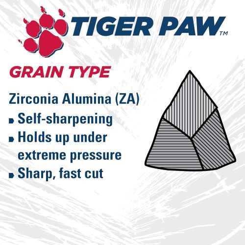  Weiler 51139 Tiger Paw High Performance Abrasive Flap Disc, Type 27 Flat Style, Phenolic Backing, Zirconia Alumina, 7 Diameter, 58-11 Arbor, 36 Grit, 8600 RPM (Pack of 10)
