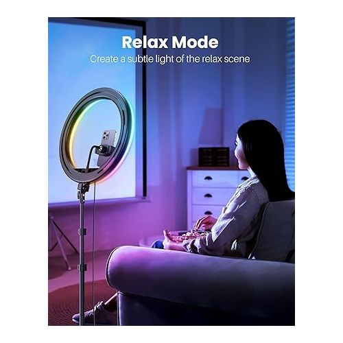  Weilisi 12'' Ring Light with Stand 72'' Tall & 2 Phone Holders,38 Color Modes Selfie LED Ring Light with Tripod Stand for iPhone/Android,Big Ring Light for Camera,YouTube,Makeup