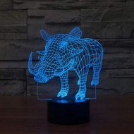Weizhangchandelier Pendant Light Industrial Design E27 3D Pig Wild Boar Animal Night Light Led 7 Colors Changing Table Desk Lamp Bedroom Bedside Acrylic Mood Light Fixture Xmas Gifts