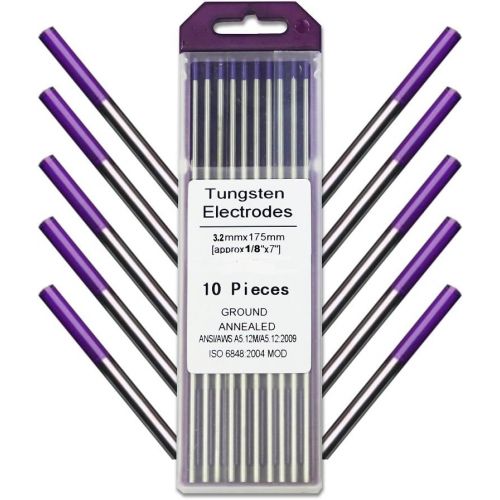  WeldingCity 10-pk TIG Welding Tungsten Electrode Tri-Element Non-Radioactive (Purple) 18 x 7