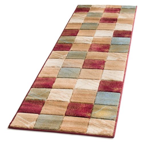  Well Woven BK-32-2 Brooklyn Taylor Modern Geometric Boxes Red Runner Rug 23 x 73