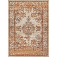 Well Woven FI-18-3 Firenze Cannes Modern Vintage Ethnic Medallion Distressed Earth Accent Rug 2 x 3 Doormat