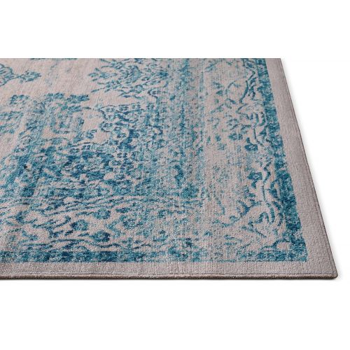  Well Woven FI-14-4 Firenze Cannes Modern Vintage Ethnic Medallion Distressed Blue Area Rug 33 x 5, 33 x 5,