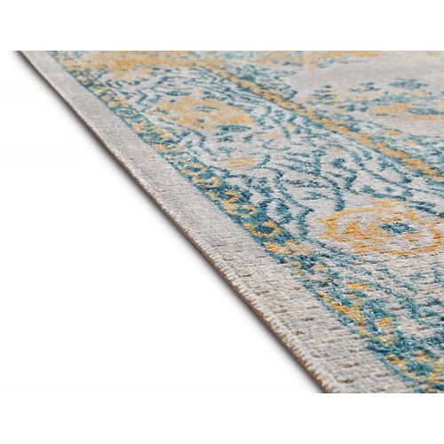  Well Woven FI-12-3 Firenze Cannes Modern Vintage Ethnic Medallion Distressed Ivory Accent Rug 2 x 3 Doormat