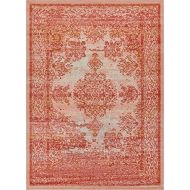 Well Woven FI-10-7 Firenze Cannes Modern Vintage Ethnic Medallion Distressed Pink Area Rug 710 x 910